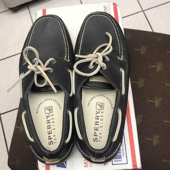 Sperry Top-Sider sizing 12/M blue white stitching used - Picture 5 of 14